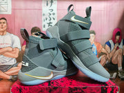 Nike LeBron Soldier 11 Basketball Shoes Grey White Gold