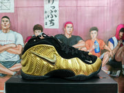 Nike Gold and Black Foamposite Basketball Sneakers
