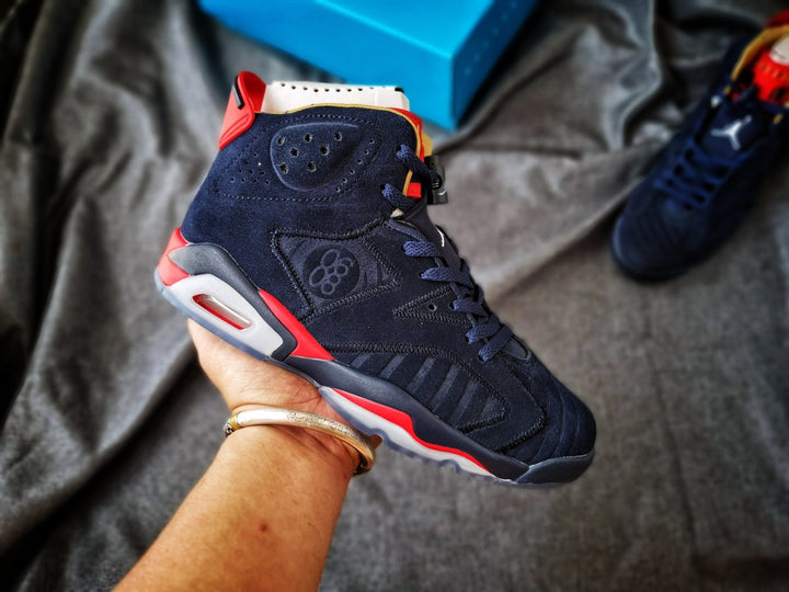 Jordan 6 Charity Women's High-Top Sneakers Navy Red