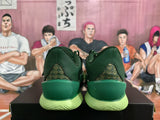 Green Basketball Sneakers with Gold Pattern