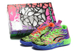 Nike 878-17 Basketball Shoes in Purple and Neon Green
