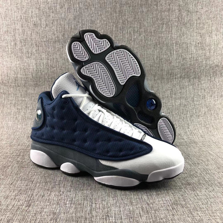Air Jordan 13 Flint Navy Blue and White Sneakers