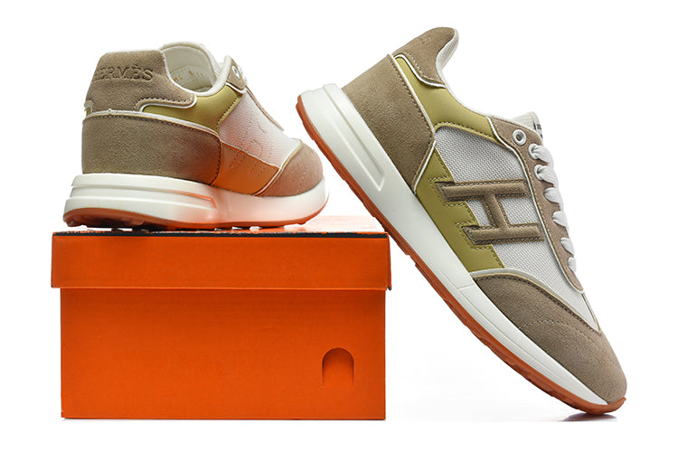 Hermès Trail Sneaker in Taupe, White and Olive