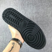 Air Jordan 1 Mid Sneakers in Black, Orange and Grey 554724-062