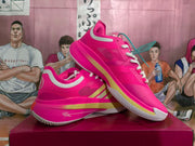 Pink Basketball Shoes with Metallic Gold Accents
