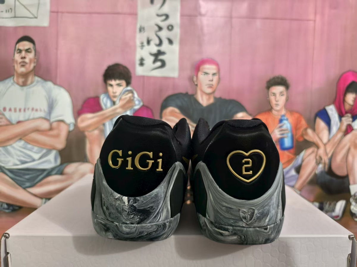 GiGi Basketball Sneakers Black White Gold