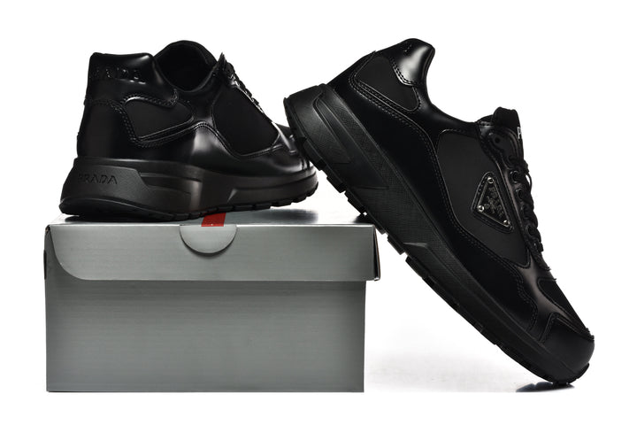 Prada Black Lace-Up Sneakers with Chunky Sole