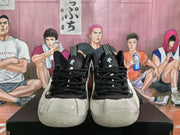 White and Black High-Top Basketball Sneakers