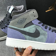 Jordan 1 Mid Gray Purple Sneakers 852842-203
