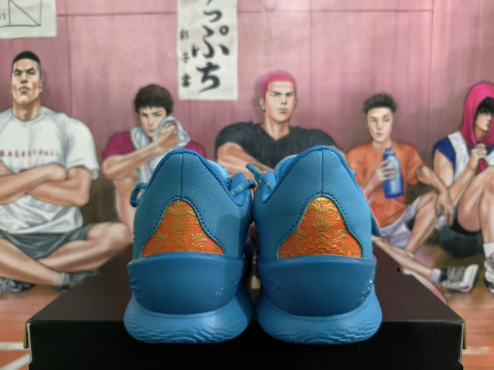 Blue Basketball Sneakers with Dragon Print Detail