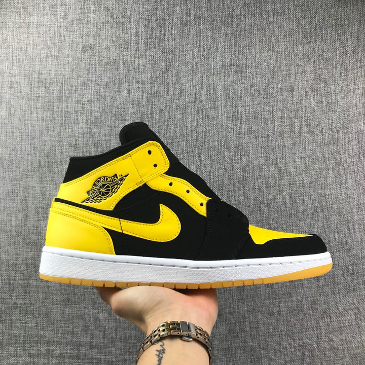 Jordan Air Jordan 1 Mid Black Yellow White Sneakers