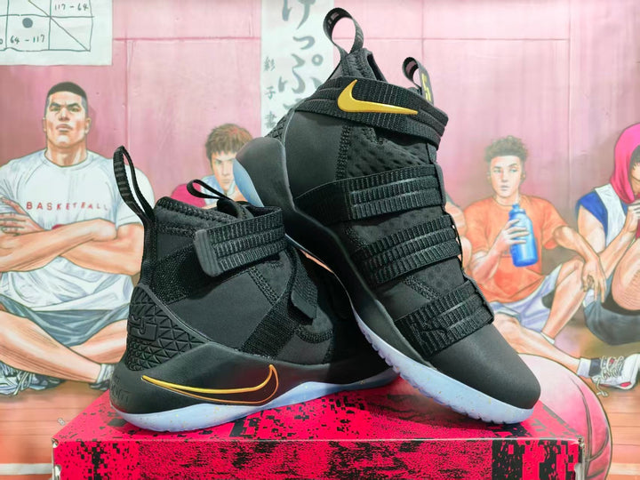 Nike LeBron Soldier 11 Black and Gold Basketball Shoes