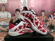 Nike White and Red Patterned Basketball Sneakers
