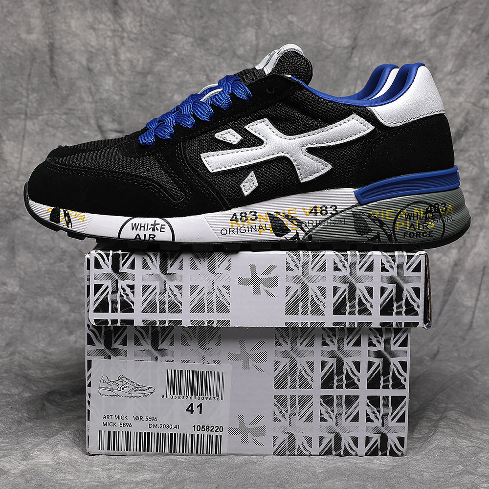 A483 Mick 5696 Black and Blue Low-Top Sneakers
