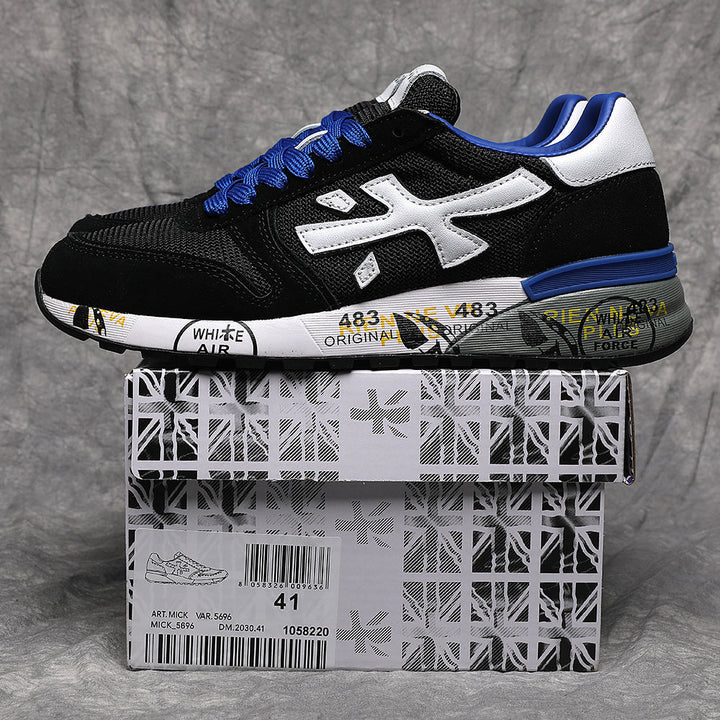 A483 Mick 5696 Black and Blue Low-Top Sneakers