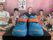 Blue Basketball Sneakers with Dragon Print Detail