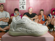 White Basketball Sneakers with Sculpted Sole