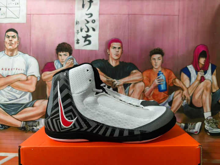 Nike Wrestling Shoes Gray Black Red High-Top