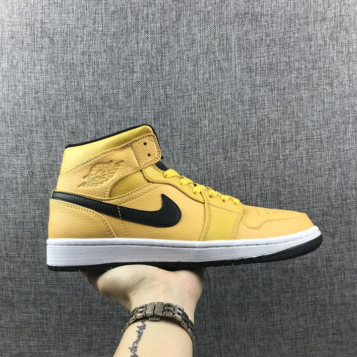 Air Jordan 1 Mid Yellow Black White 554724-700 Sneakers