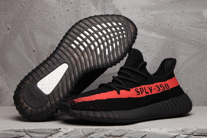 Yeezy 350 V2 SPLV-350 Black and Red Sneakers