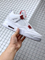 Air Jordan 4 Red Metallic White and Red Sneakers