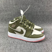Jordan Air Jordan 1 Mid Olive White Pink Sneakers