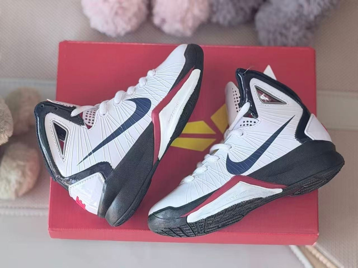 Nike Hyperdunk 2010 Kids Basketball Shoes, White/Navy/Red