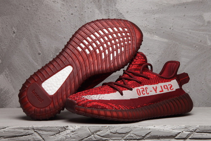 Yeezy 350 V2 Burgundy Zebra Sneakers