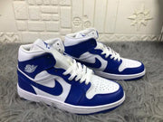 Air Jordan 1 Mid Kentucky White Blue Sneakers B62-104