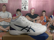 ASICS White and Blue Basketball Sneakers