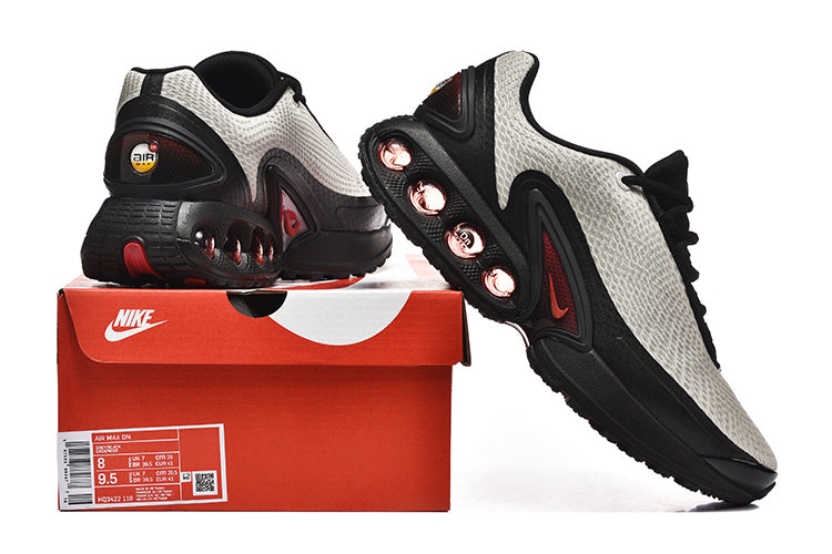 Nike Air Max DN Sneakers in Light Gray, Black and Red