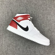 Jordan 1 Mid White Red Black Sneakers 554724-116