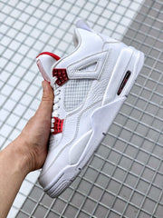 Air Jordan 4 Red Metallic White and Red Sneakers