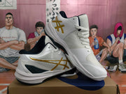 ASICS White and Gold Basketball Sneakers