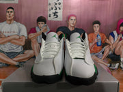 Jordan White and Green High-Top Basketball Sneakers