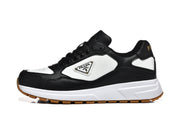 Prada Black and White Low-Top Sneakers with Gum Sole