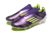 adidas F50 Laceless Firm Ground Soccer Cleats Purple Lime