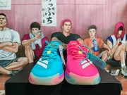 Blue Pink Split-Color Basketball Sneakers