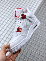 Air Jordan 4 Red Metallic White and Red Sneakers