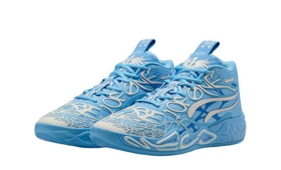 Puma Blue and White High-Top Graphic Sneakers