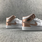 Air Jordan 1 Mid Rose Gold White Sneakers 555112-190