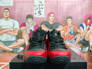 Nike Black and Red Foam-Style Basketball Sneakers