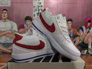 Nike White and Red Low-Top Sneakers