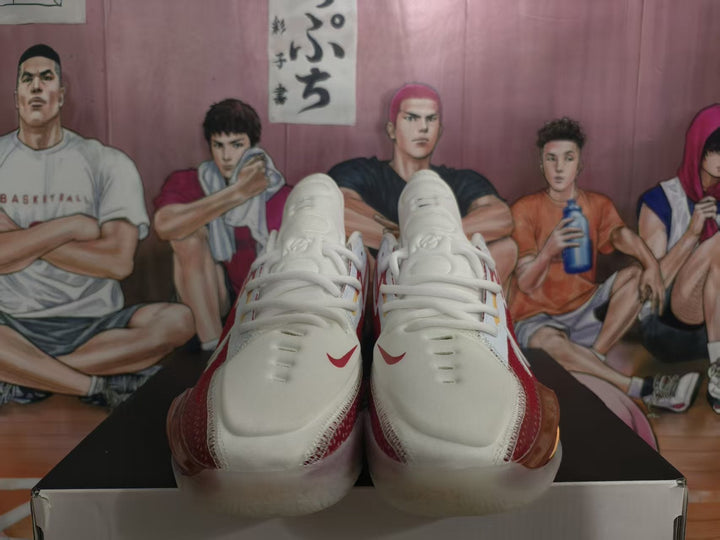 Nike White and Red Basketball Sneakers