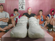 White Basketball Sneakers with Sculpted Sole