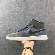 Jordan 1 Mid Gray Purple Sneakers 852842-203