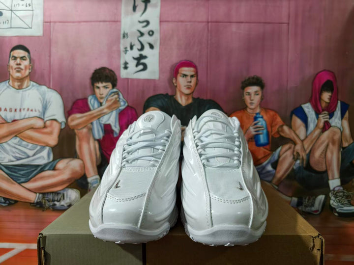 White and Silver Low-Top Sneakers