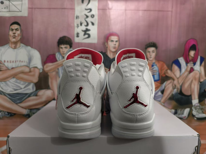 Jordan 4 White Red Basketball Sneakers