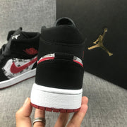 Jordan Air Jordan 1 Mid Black Red Newspaper Print 852542-061