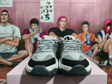 Gray and White Basketball Sneakers with Sculpted Details